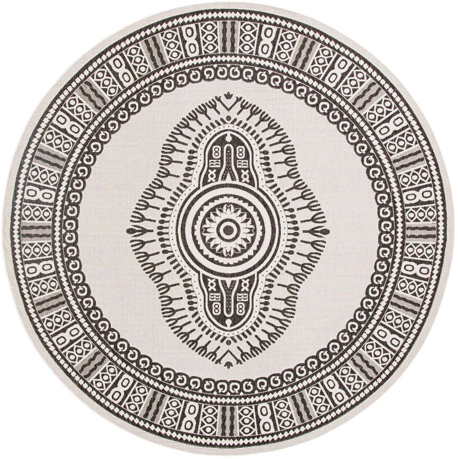 13' x 13' Easy-Clean Traditional Indoor / Outdoor Round Rug