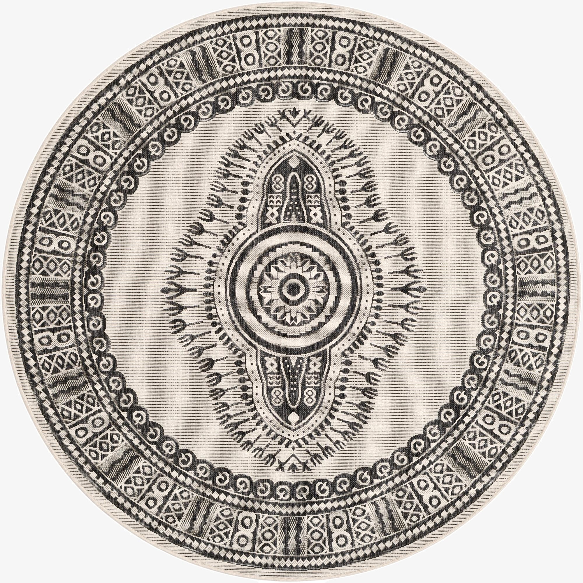 6' x 6'  Washable Traditional Indoor / Outdoor Round Rug