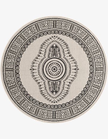 6' x 6' Easy-Clean Traditional Indoor / Outdoor Round Rug