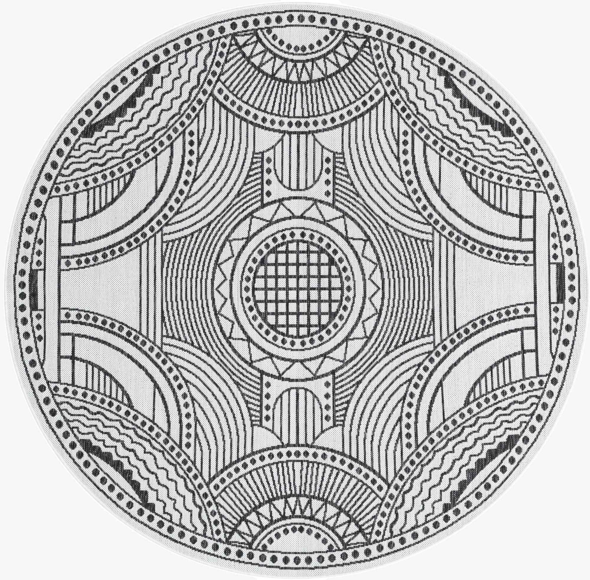 6' x 6'  Washable Traditional Indoor / Outdoor Round Rug
