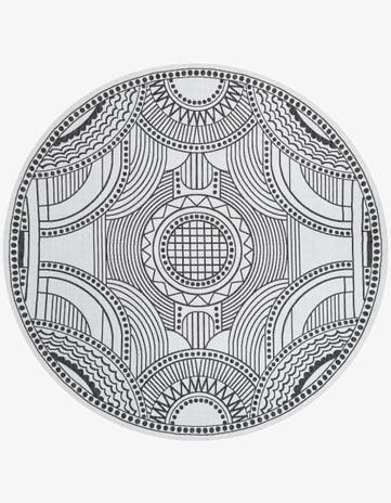 10' x 10' Easy-Clean Traditional Indoor / Outdoor Round Rug