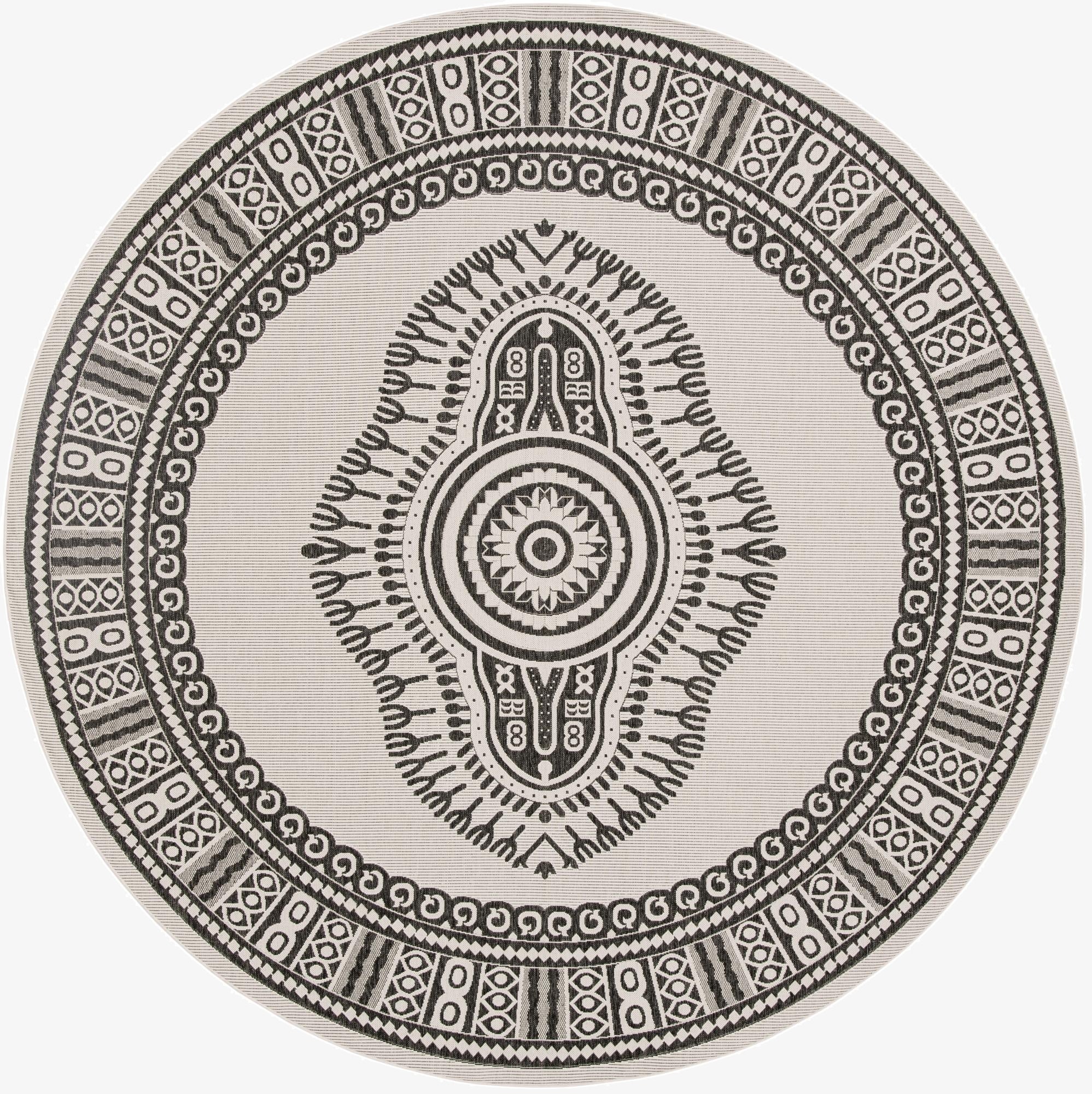 Primary image 12' x 12'  Washable Traditional Indoor / Outdoor Round Rug