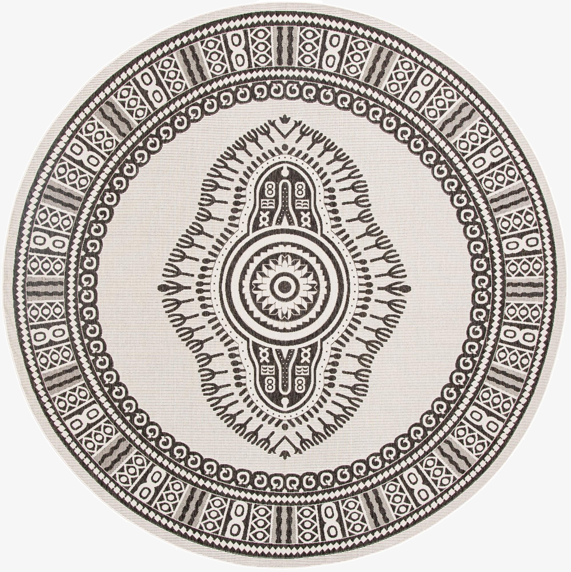 13' x 13'  Washable Traditional Indoor / Outdoor Round Rug