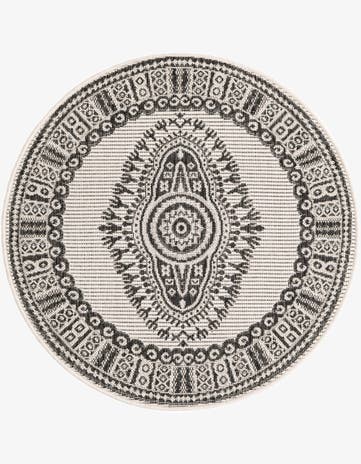 3' x 3' Easy-Clean Traditional Indoor / Outdoor Round Rug