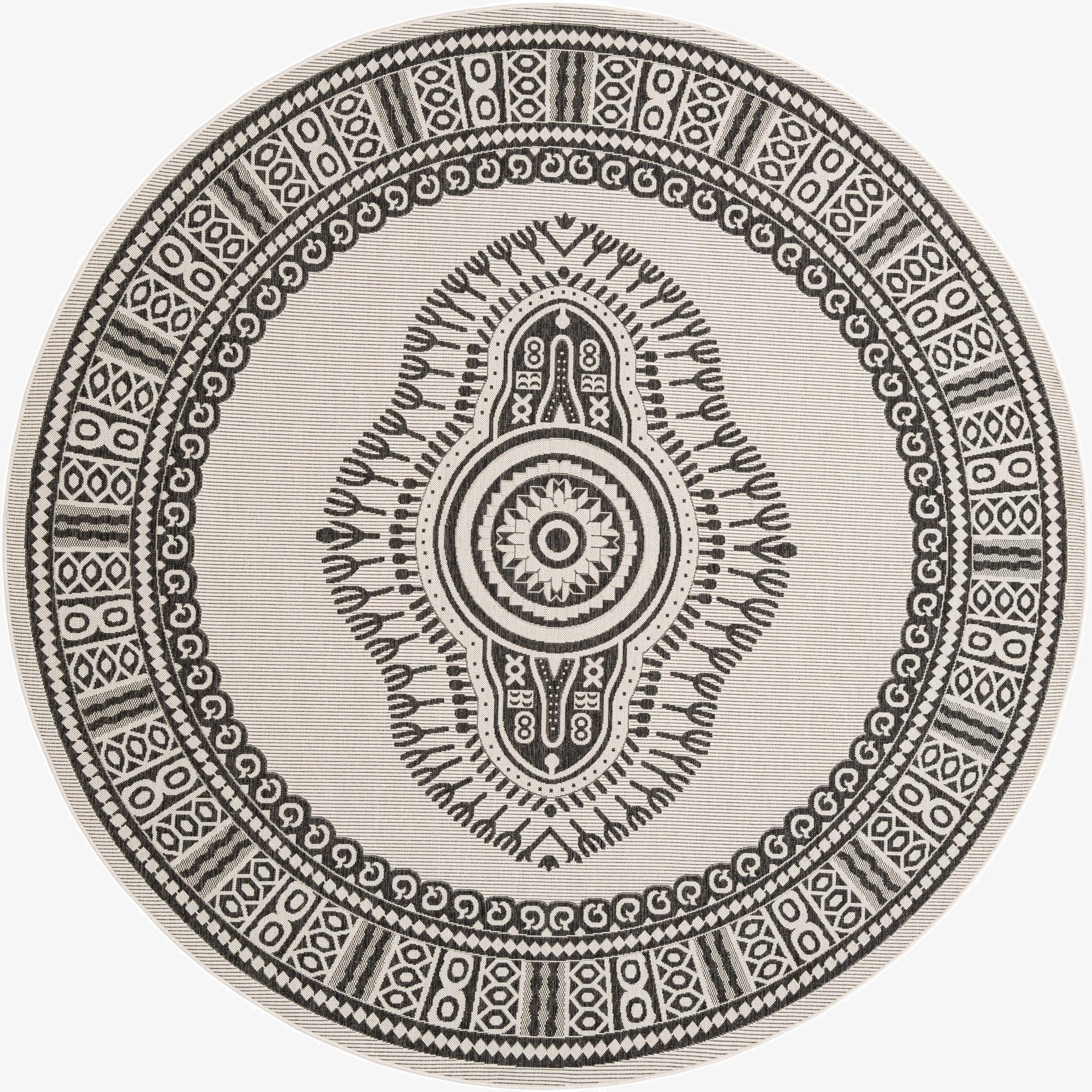 Primary image 10' x 10'  Washable Traditional Indoor / Outdoor Round Rug