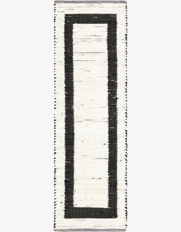 White and Black Hand Woven Chindi Jute Runner Rug