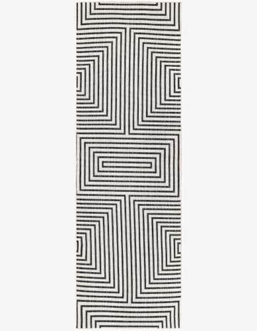White and Black Easy-Clean Modern Indoor / Outdoor Runner Rug