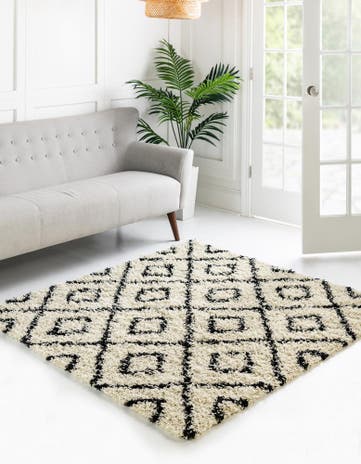 4' x 4' Lattice Shag Square Rug