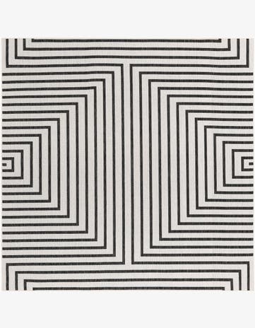 White and Black Easy-Clean Modern Indoor / Outdoor Square Rug