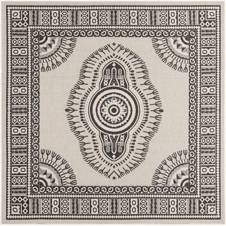 Detail image of 7' 10 x 7' 10 Easy-Clean Traditional Indoor / Outdoor Square Rug