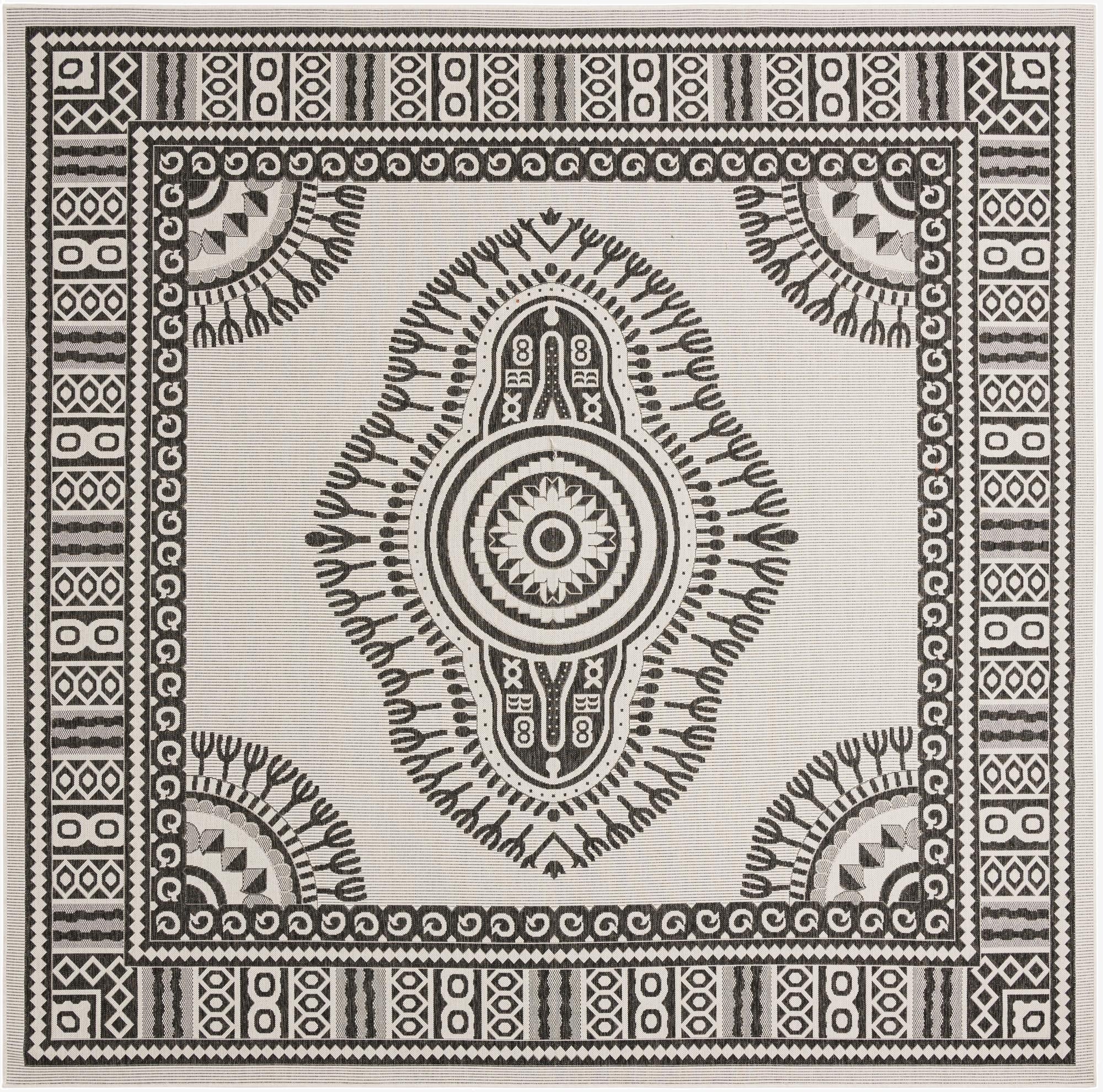12' x 12'  Washable Traditional Indoor / Outdoor Square Rug