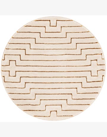 White and Gold Vogue Geo Round Rug