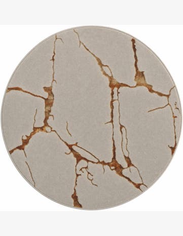 White and Gold Vogue Geo Round Rug