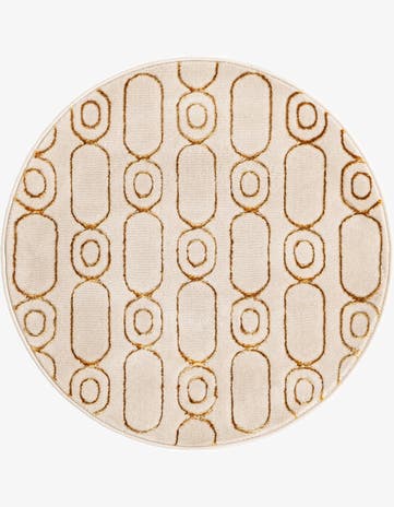 White and Gold Vogue Geo Round Rug