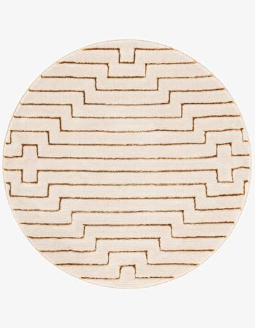White and Gold Vogue Geo Round Rug