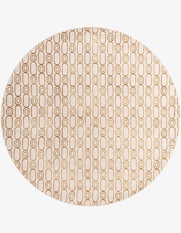 White and Gold Vogue Geo Round Rug