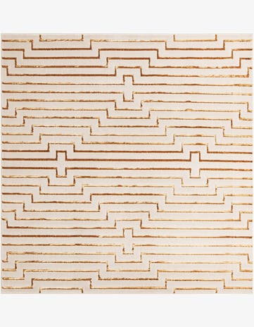 White and Gold Vogue Geo Square Rug