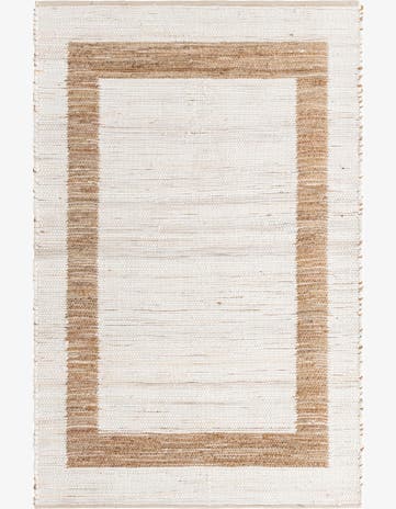 White and Natural Hand Woven Chindi Jute Rug