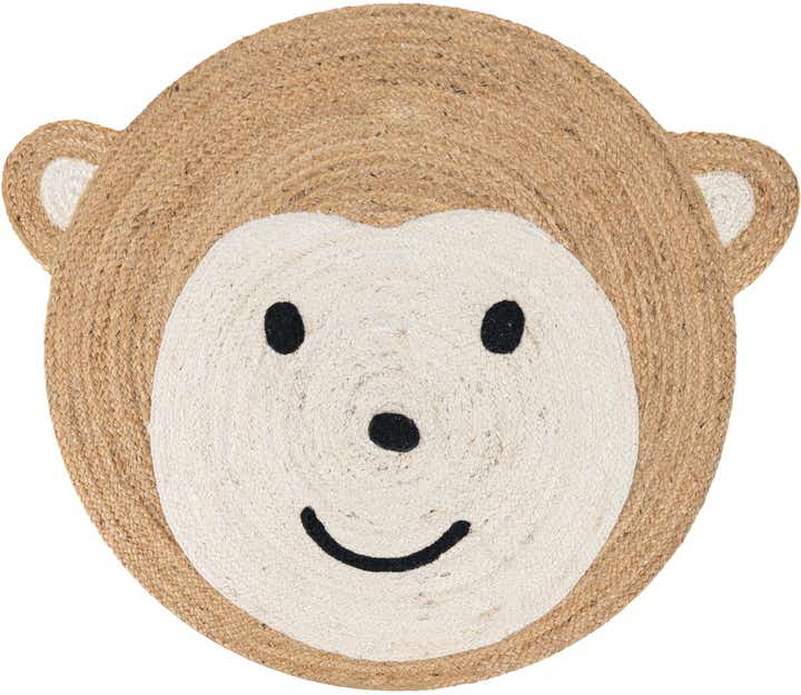 3' 1 x 3' 1 Hand Braided Kids Braided Jute Round Rug
