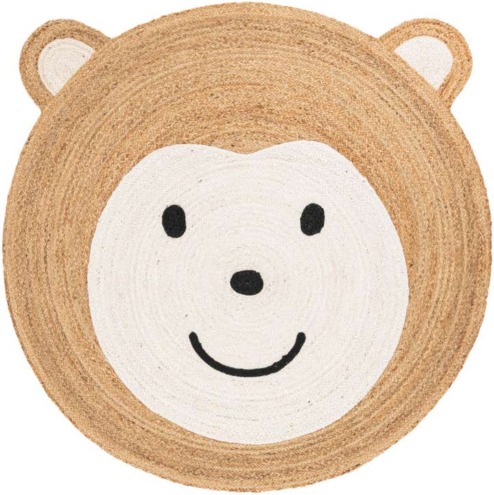 5' 1 x 5' 1 Hand Braided Kids Braided Jute Round Rug