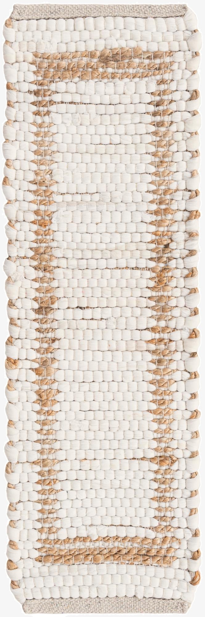 0' 9 x 2' 6  Hand Woven Chindi Jute Stair Rug