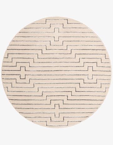 White and Silver Vogue Geo Round Rug