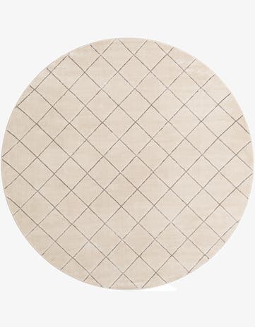 White and Silver Vogue Geo Round Rug