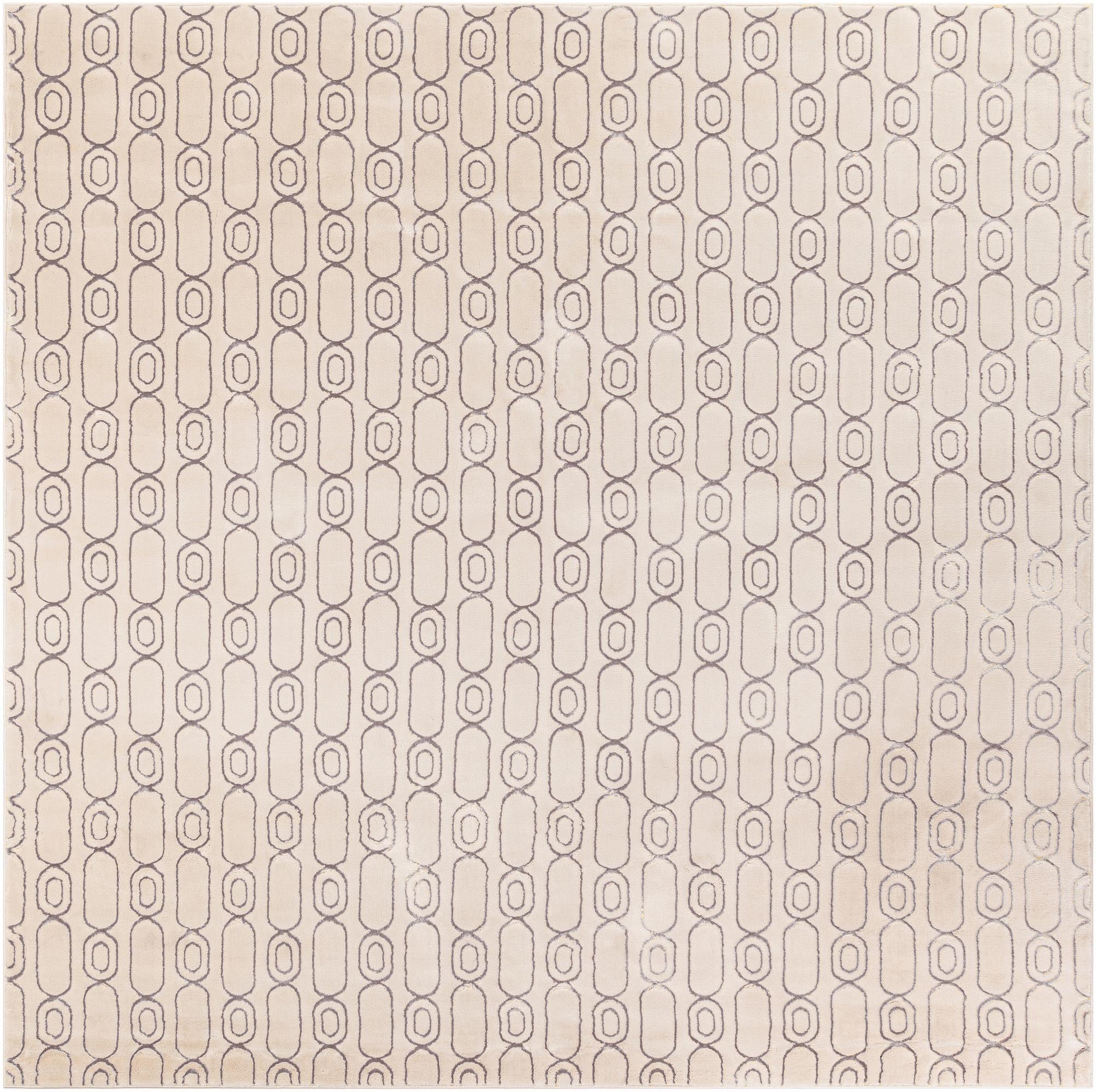 White and Silver Vogue Geo Square Rug