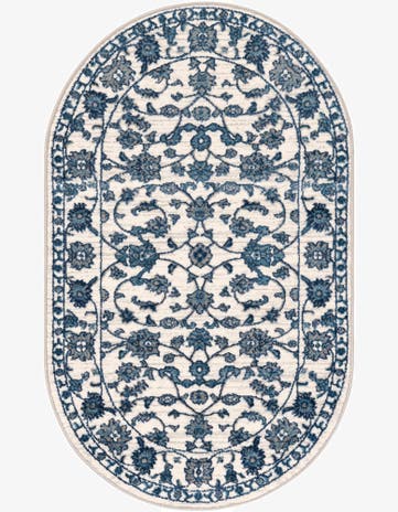 White Blue Boston Oval Rug