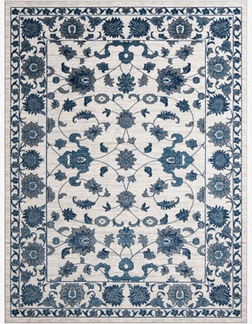 White Blue Boston Rug