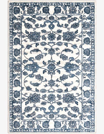 White Blue Boston Rug