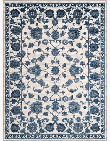 White Blue Boston Rug