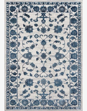 White Blue Boston Rug