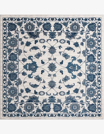 White Blue Boston Square Rug