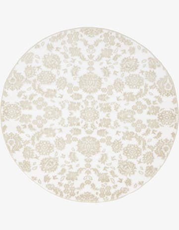 White Brown Himalaya Round Rug