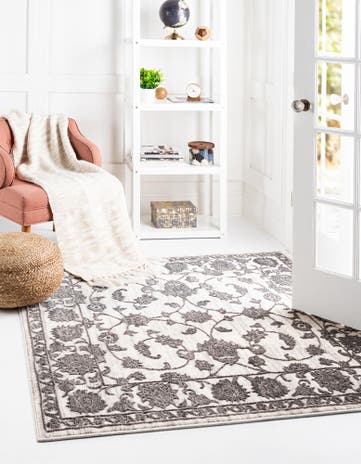 white Gray Boston Square Rug