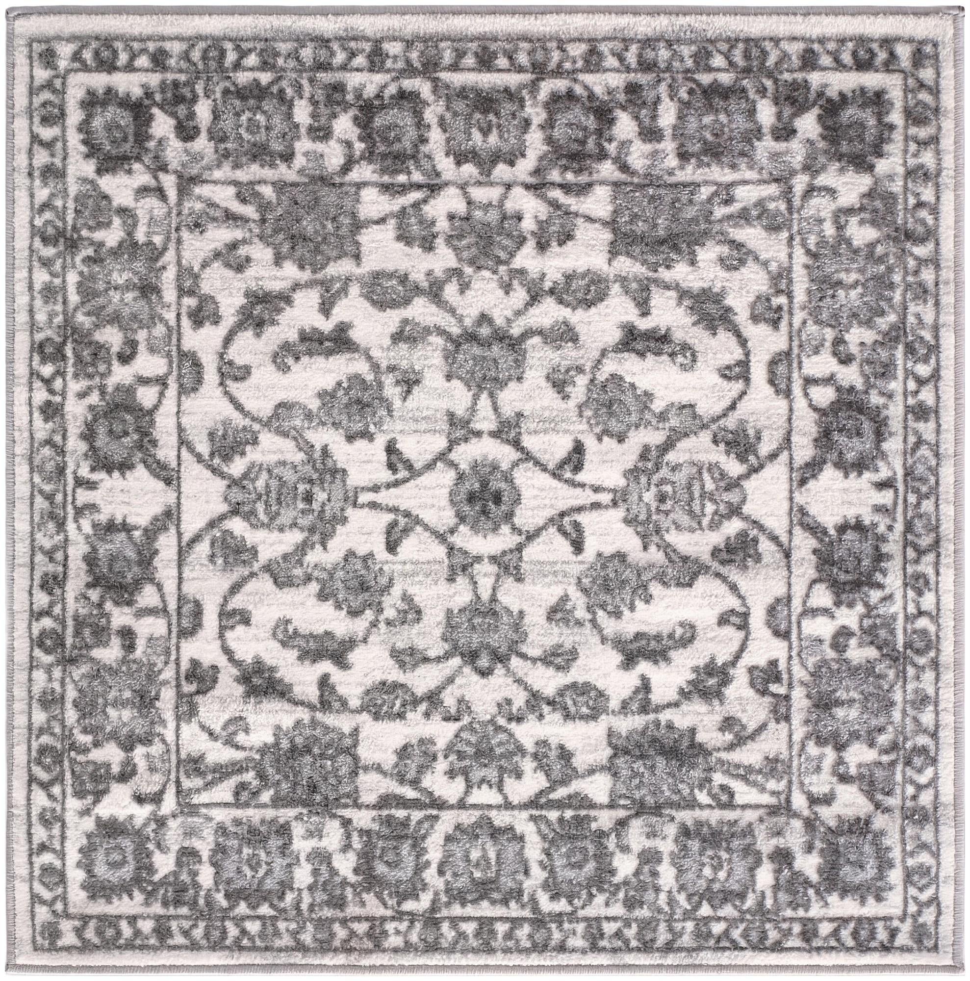 white Gray Boston Square Rug