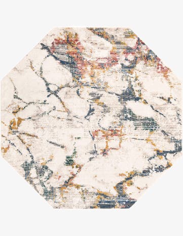 White Navy Gemstone Octagon Rug