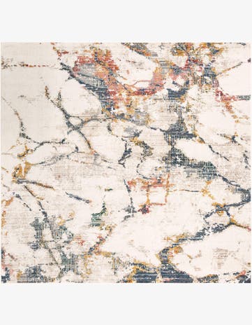 White Navy Gemstone Square Rug