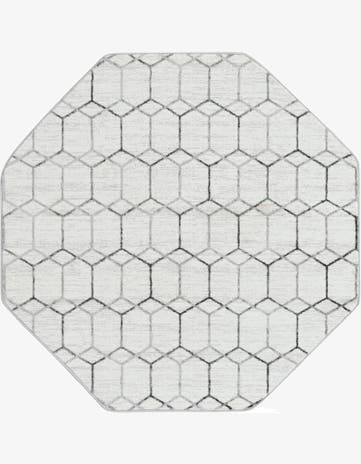 White Lattice Trellis Octagon Rug