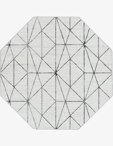 White Lattice Trellis Octagon Rug