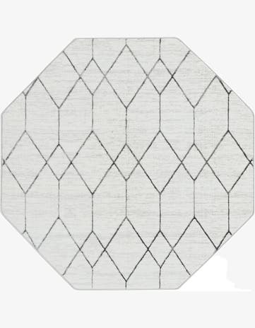 White Lattice Trellis Octagon Rug