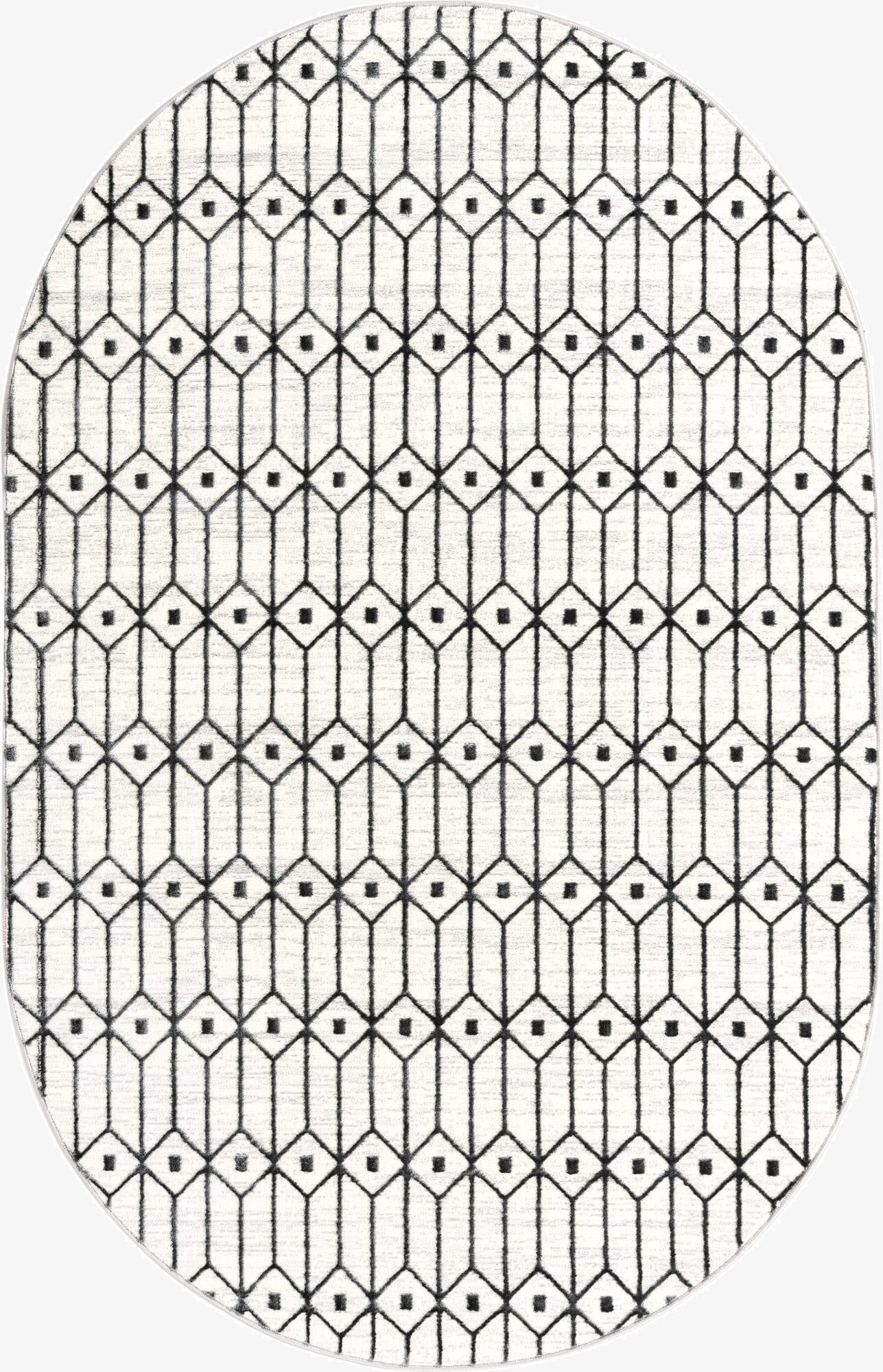 5' 3 x 8' Lattice Trellis Oval Rug