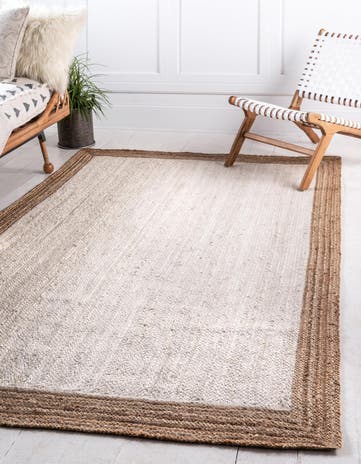 White Handmade Braided Jute Rug