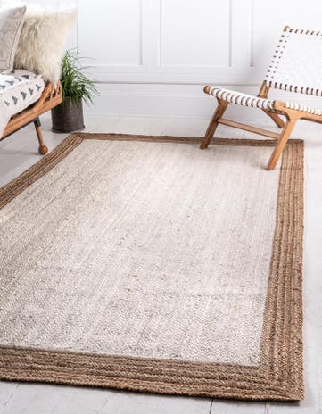 White Handmade Braided Jute Rug