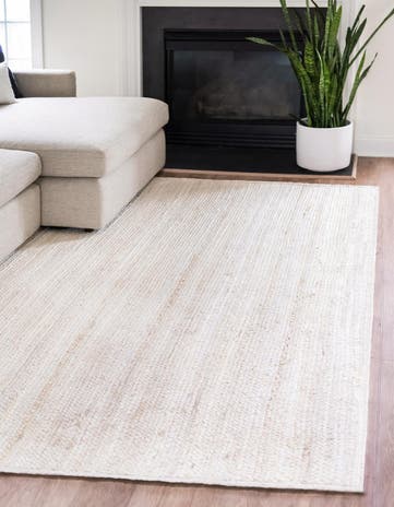 White Handmade Braided Jute Rug