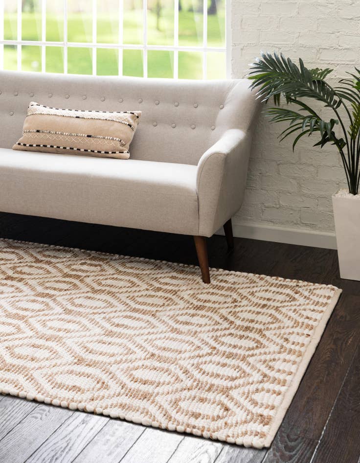 Detail image of Custom White Hand Woven Chindi Jute Rug