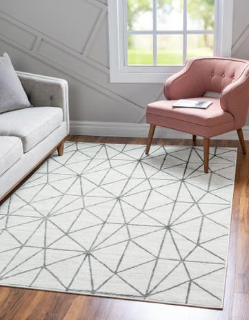 White Lattice Trellis Rug