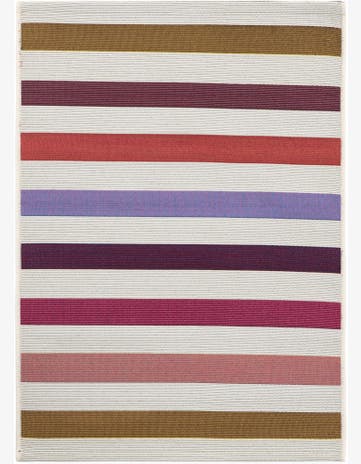 White Easy-Clean Striped Indoor / Outdoor Rug