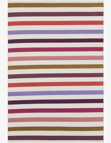 White Easy-Clean Striped Indoor / Outdoor Rug